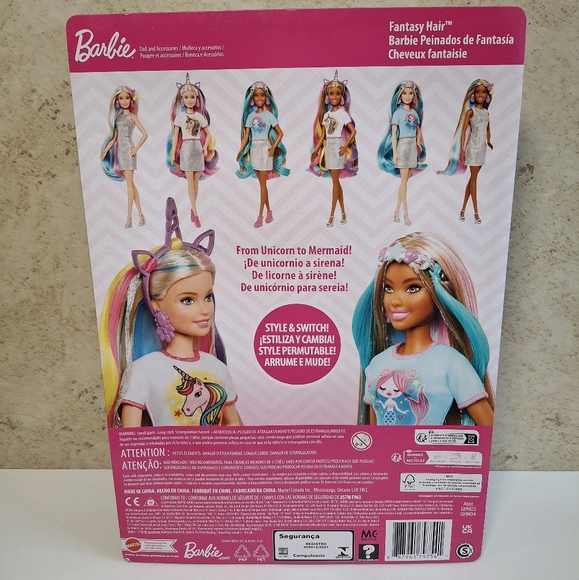 Mattel Barbie Fantasy Hair Doll with Mermaid & Unicorn Looks - Picture 4 of 5